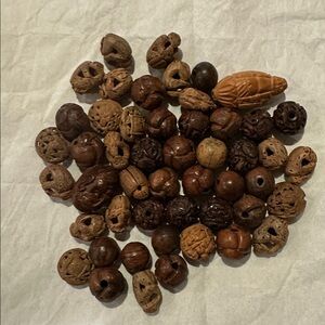 Vintage Hand Carved Wooden Beads Bundle